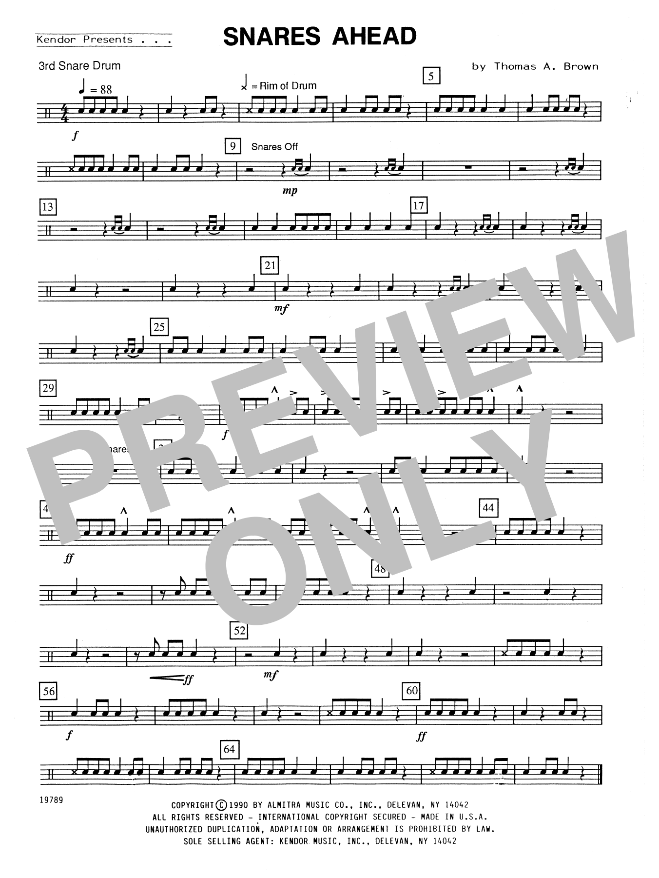 Snares Ahead - Percussion 3 (Percussion Ensemble) von Thomas A Brown