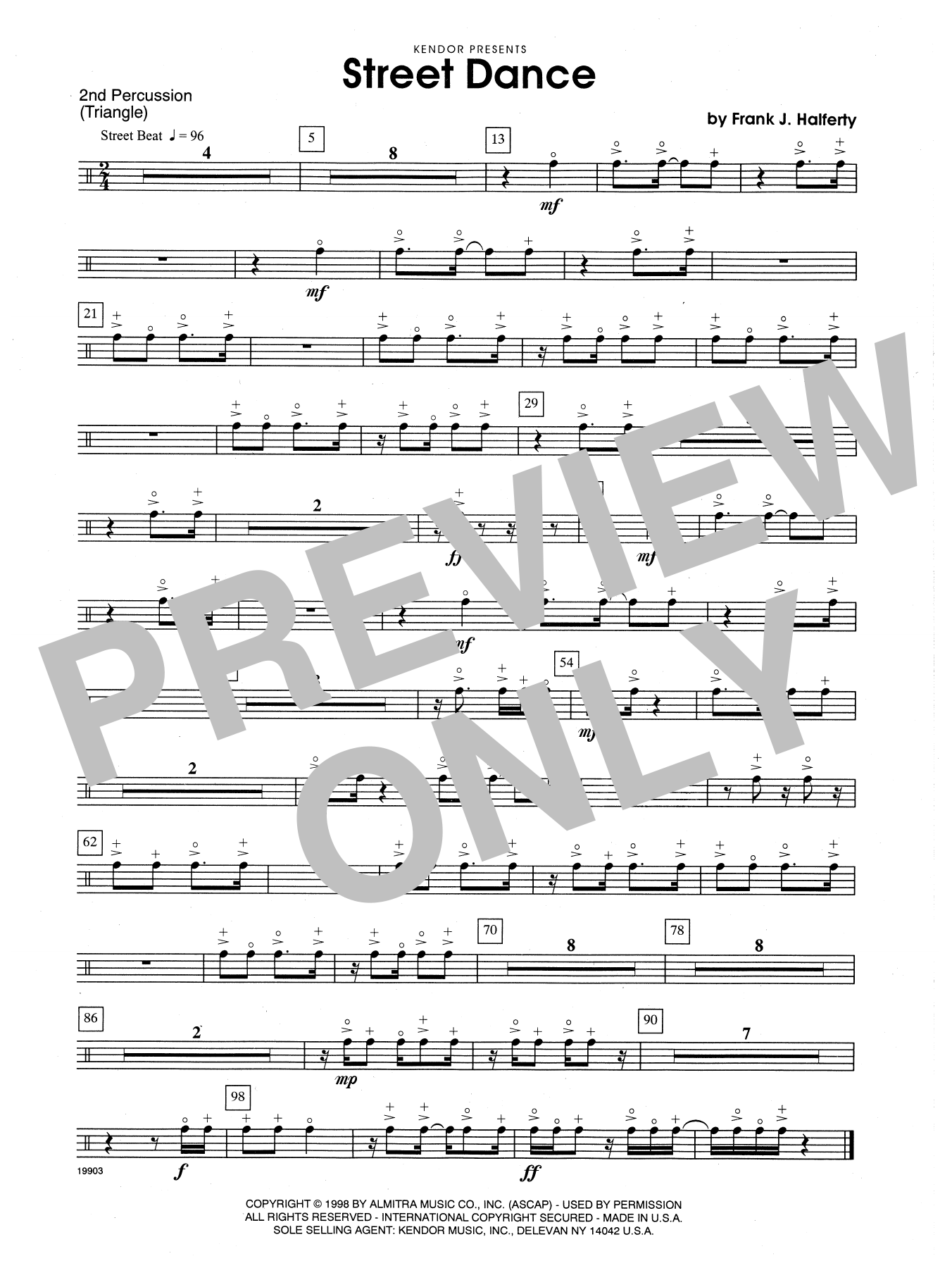 Street Dance - Percussion 2 (Percussion Ensemble) von Frank J. Halferty