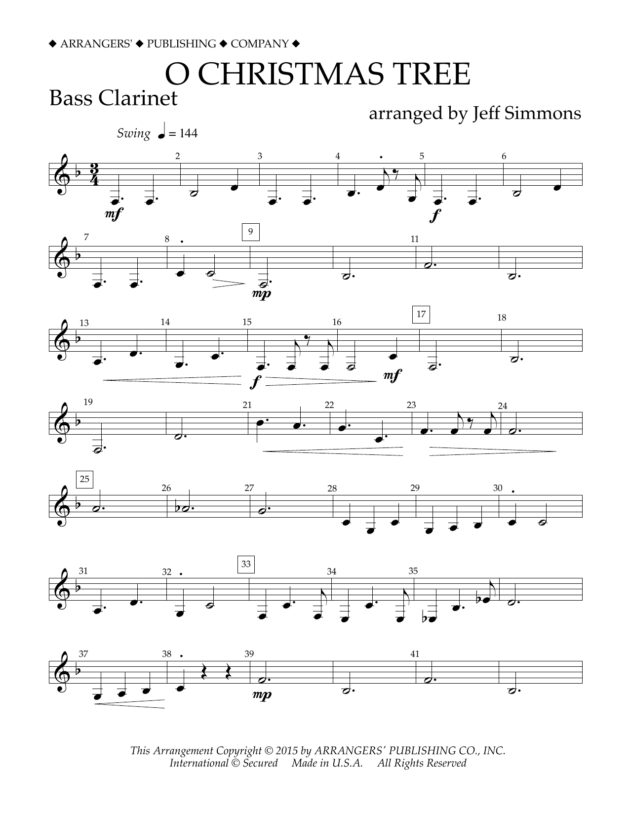 O Christmas Tree - Bb Bass Clarinet (Concert Band) von Jeff Simmons