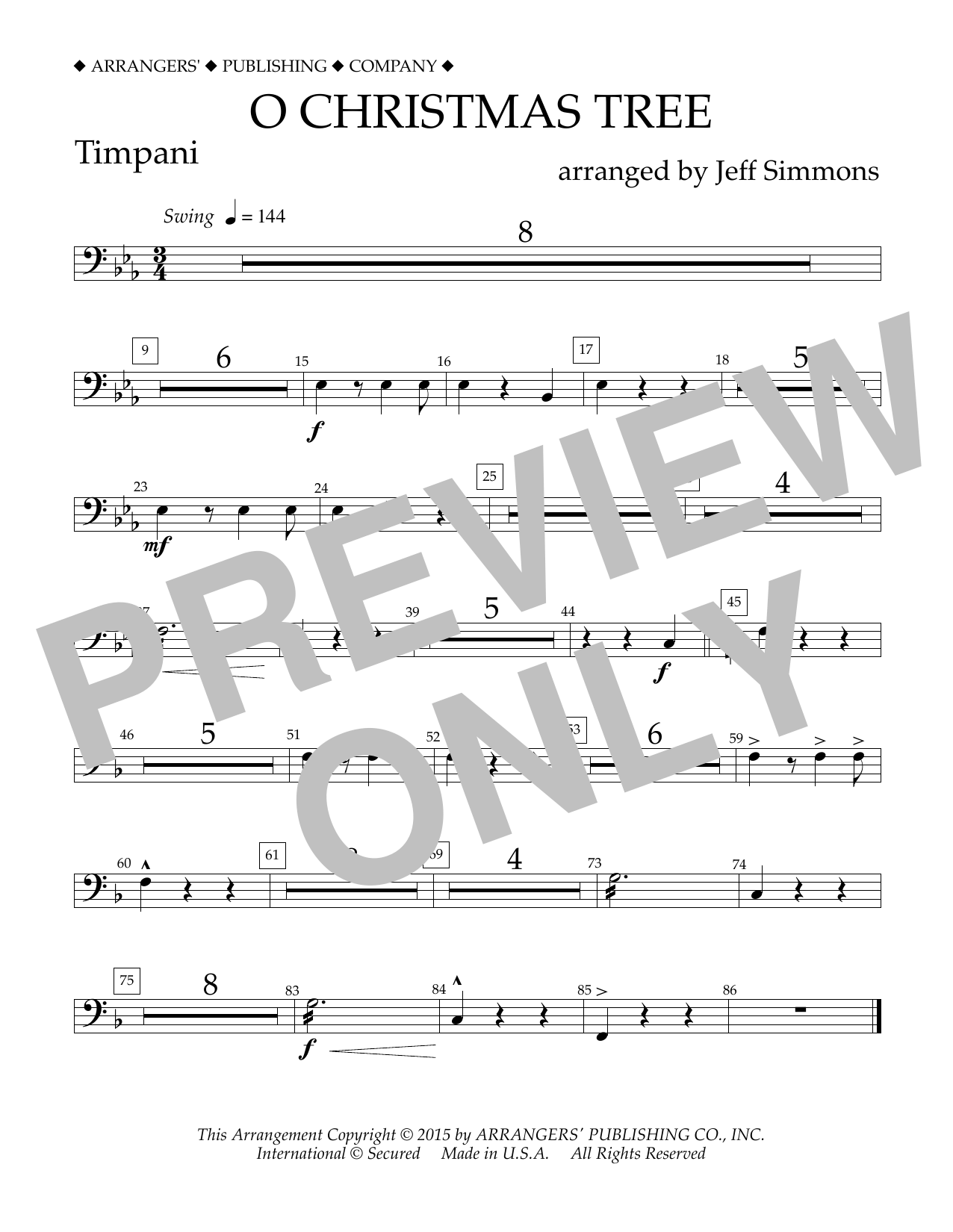 O Christmas Tree - Timpani (Concert Band) von Jeff Simmons