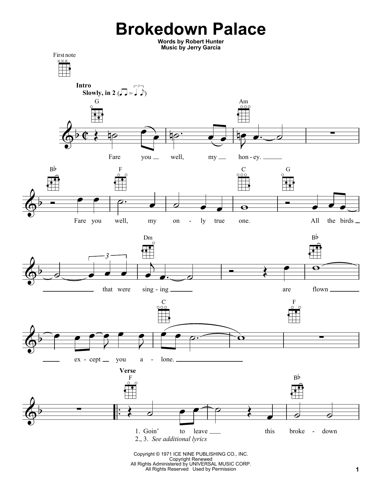 Brokedown Palace (Ukulele) von Grateful Dead