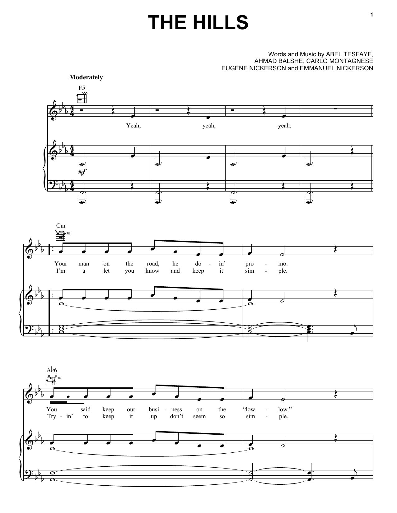 The Hills (Piano, Vocal & Guitar Chords (Right-Hand Melody)) von The Weeknd