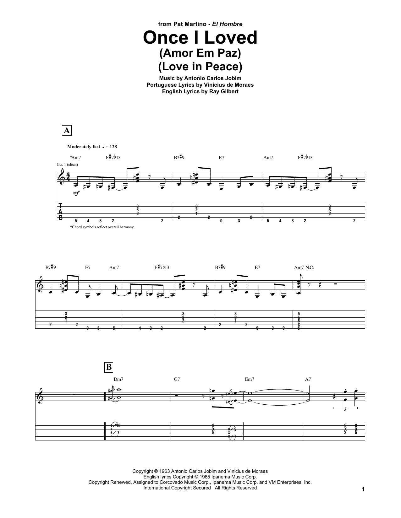 Once I Loved (Amor Em Paz) (Love In Peace) (Guitar Tab) von Pat Martino