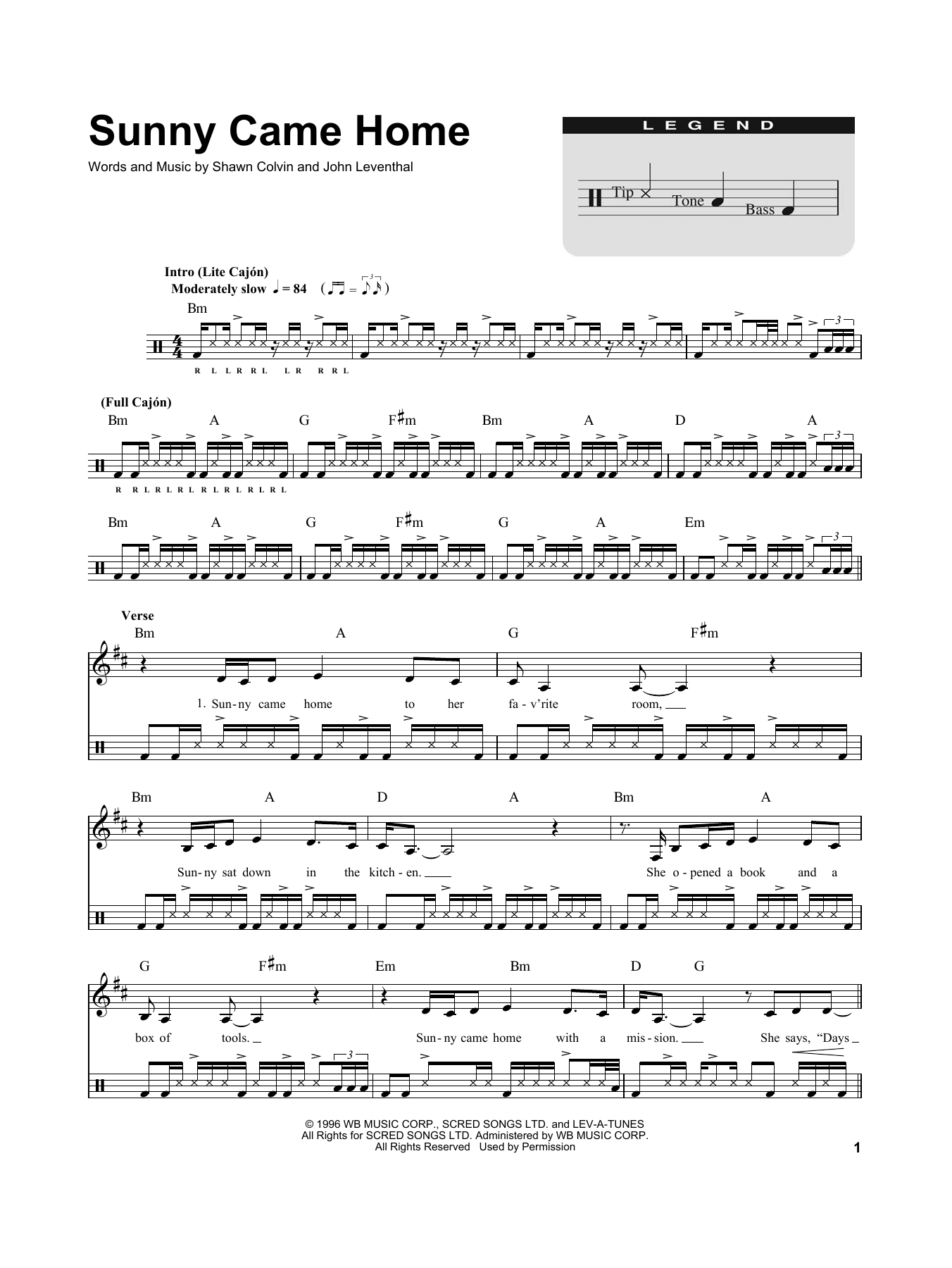 Sunny Came Home (for Acoustic Guitar, Voice and Cajn) (Drums Transcription) von Shawn Colvin