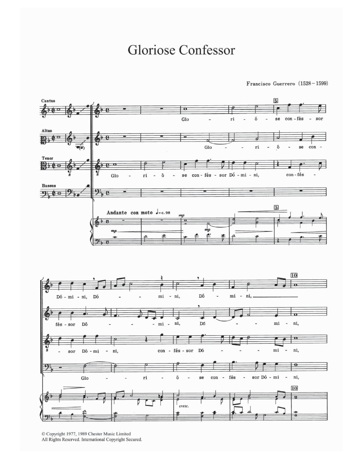 Gloriose Confessor (Choir) von Francisco Guerrero