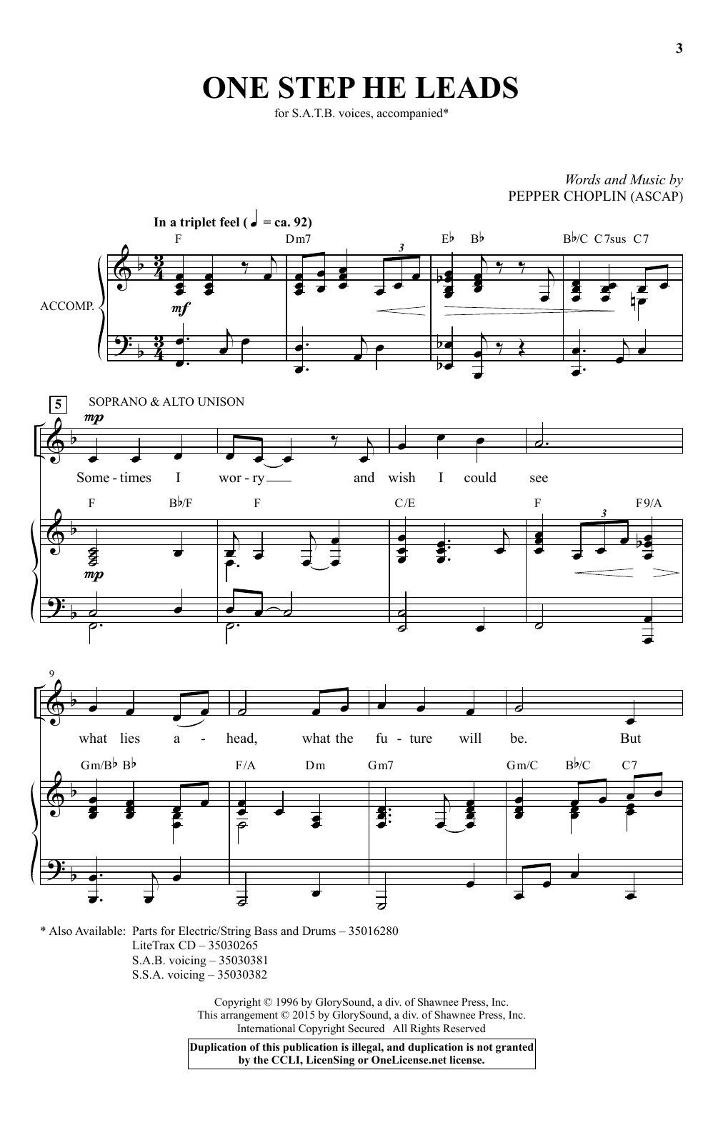 One Step He Leads (SATB Choir) von Pepper Choplin