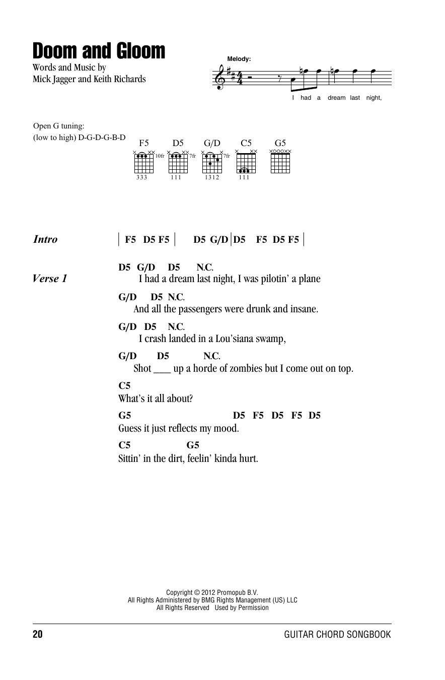 Doom And Gloom (Guitar Chords/Lyrics) von The Rolling Stones