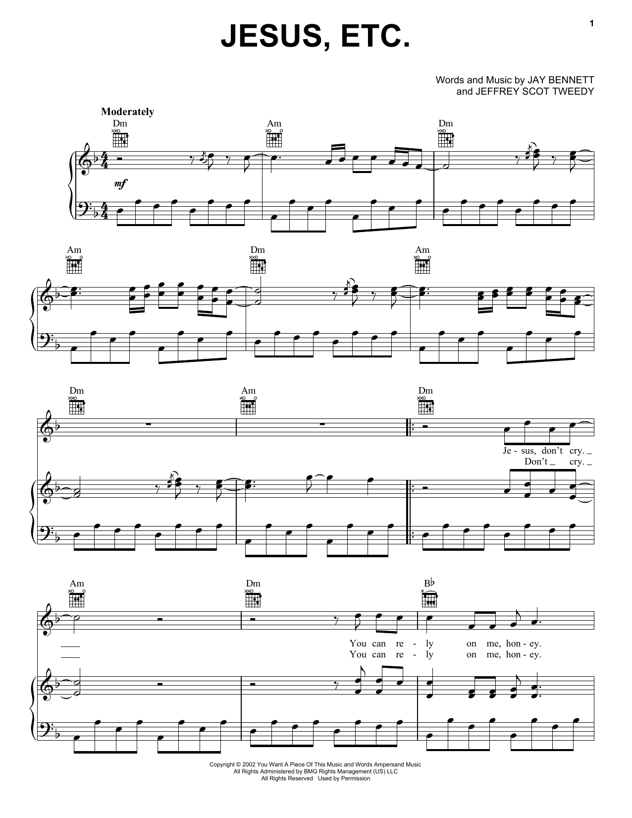 Jesus, Etc... (Piano, Vocal & Guitar Chords (Right-Hand Melody)) von Wilco