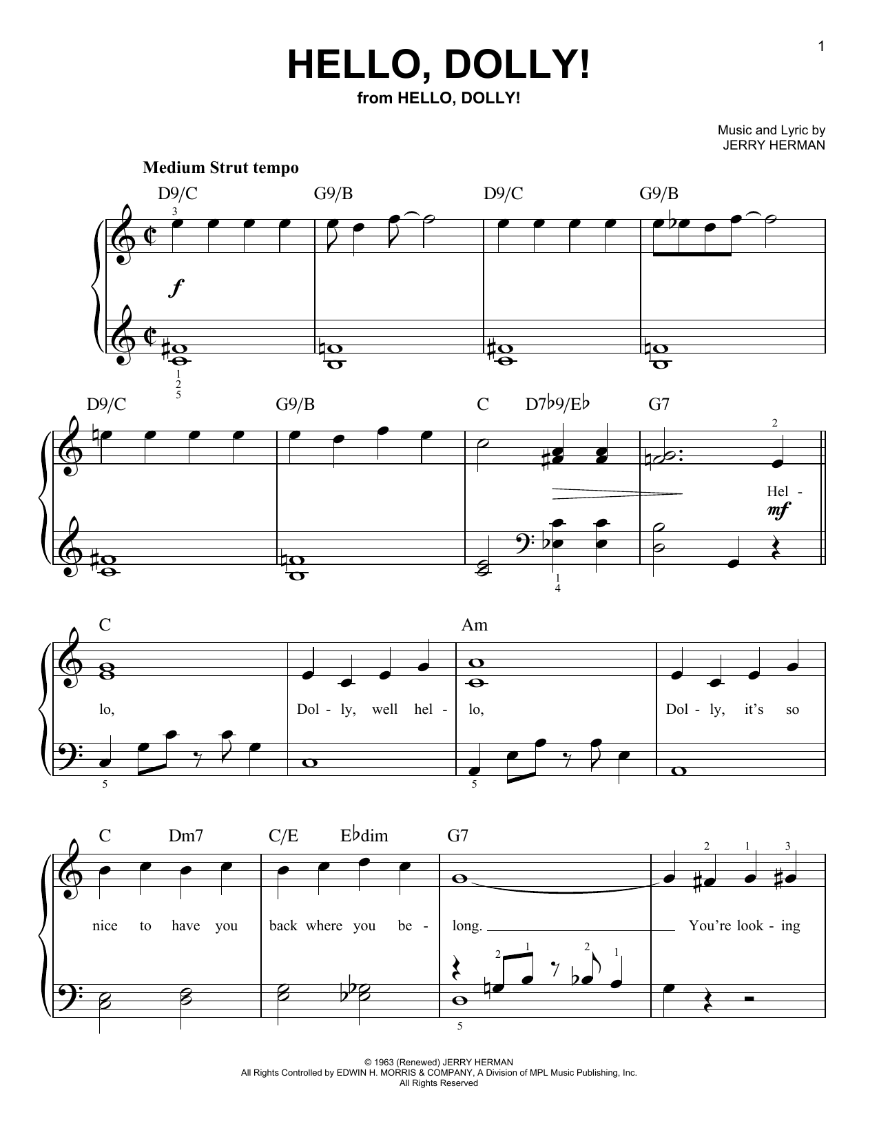 Hello, Dolly! (Very Easy Piano) von Jerry Herman