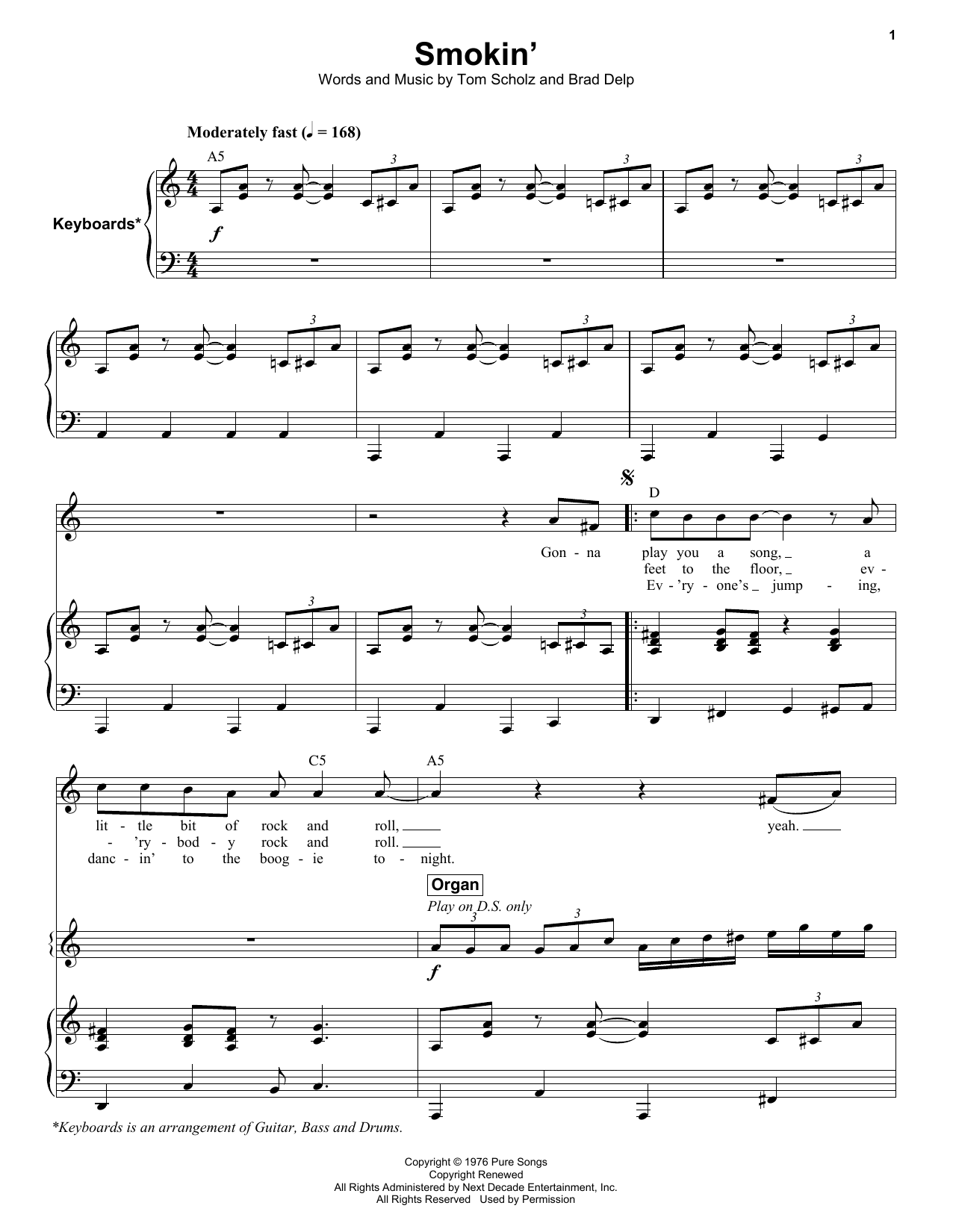 Smokin' (Keyboard Transcription) von Boston