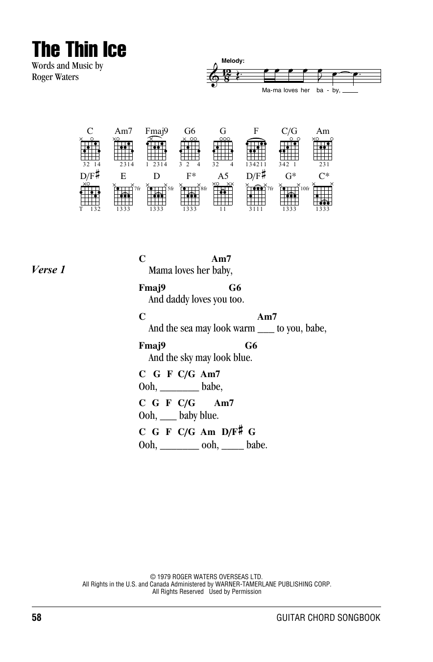 The Thin Ice (Guitar Chords/Lyrics) von Pink Floyd