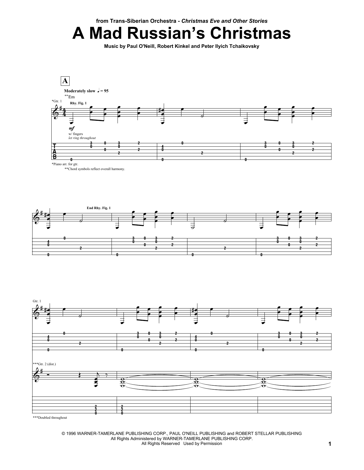 A Mad Russian's Christmas (Guitar Tab) von Trans-Siberian Orchestra