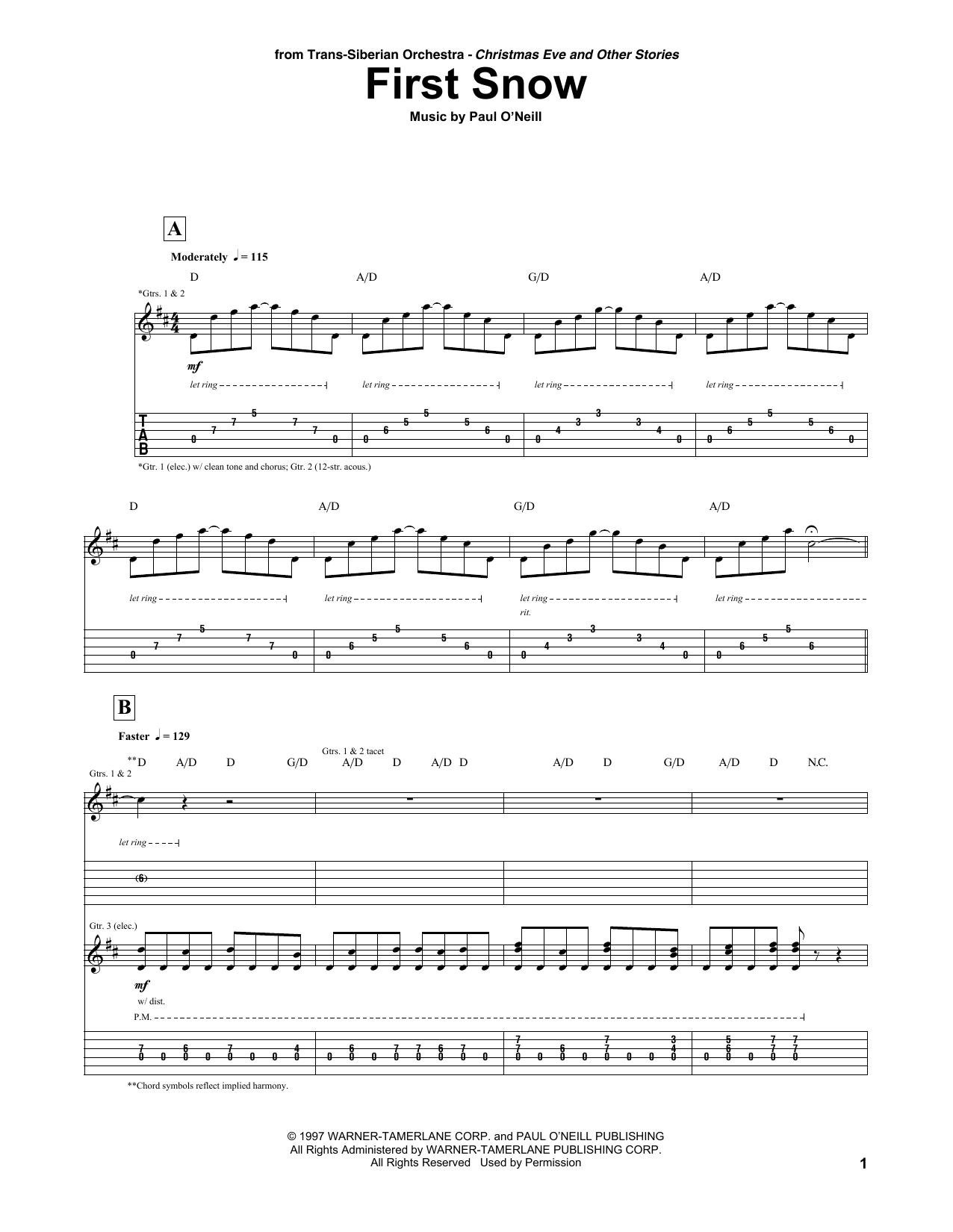 First Snow (Guitar Tab) von Trans-Siberian Orchestra