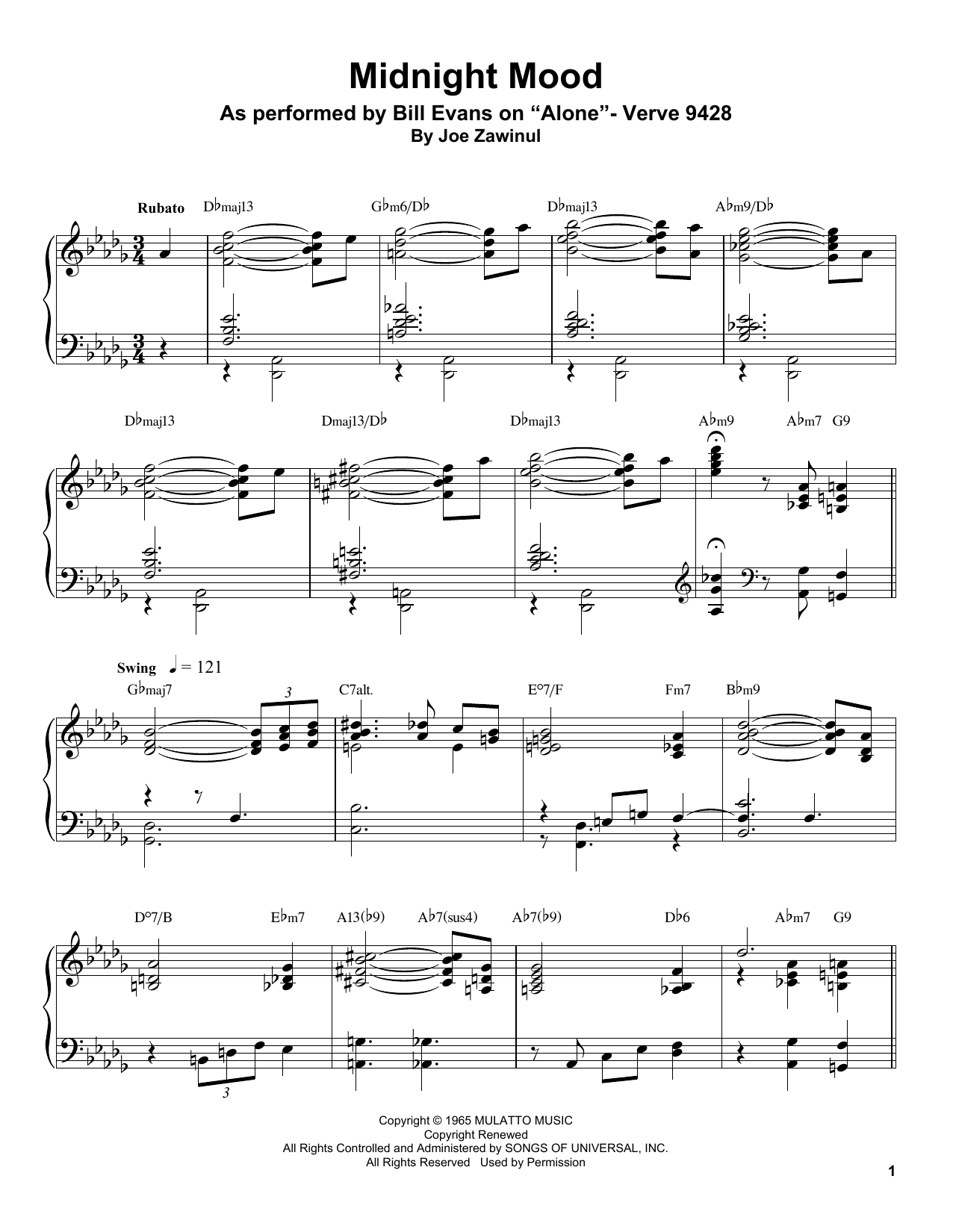 Midnight Mood (Piano Transcription) von Bill Evans