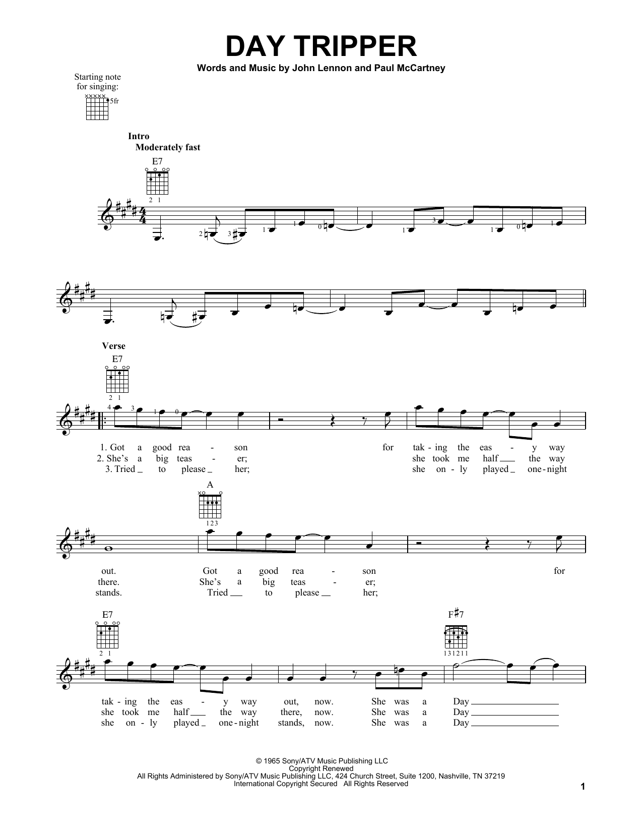 Day Tripper (Easy Guitar) von The Beatles