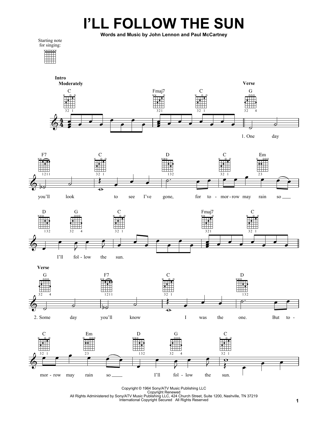 I'll Follow The Sun (Easy Guitar) von The Beatles