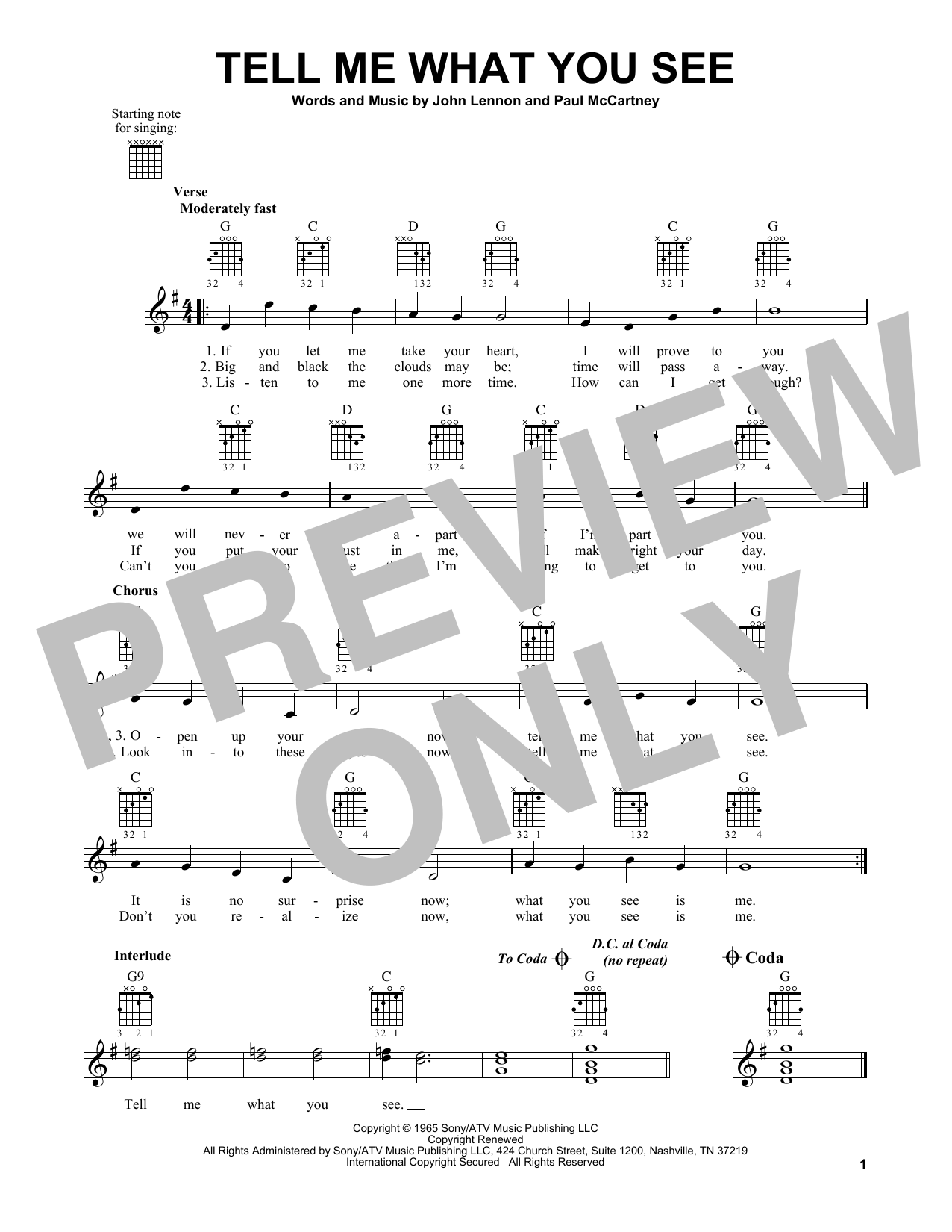 Tell Me What You See (Easy Guitar) von The Beatles