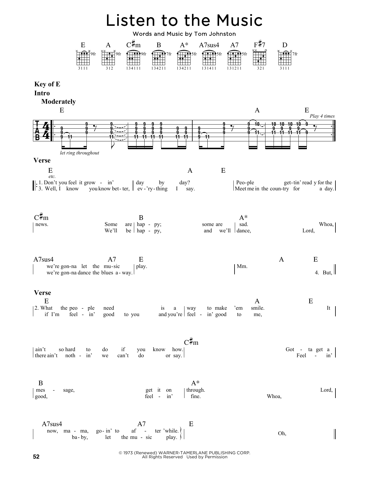 Listen To The Music (Guitar Lead Sheet) von The Doobie Brothers