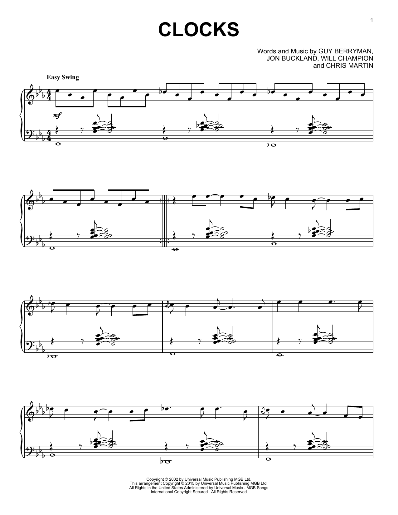 Clocks [Jazz version] (Piano Solo) von Coldplay