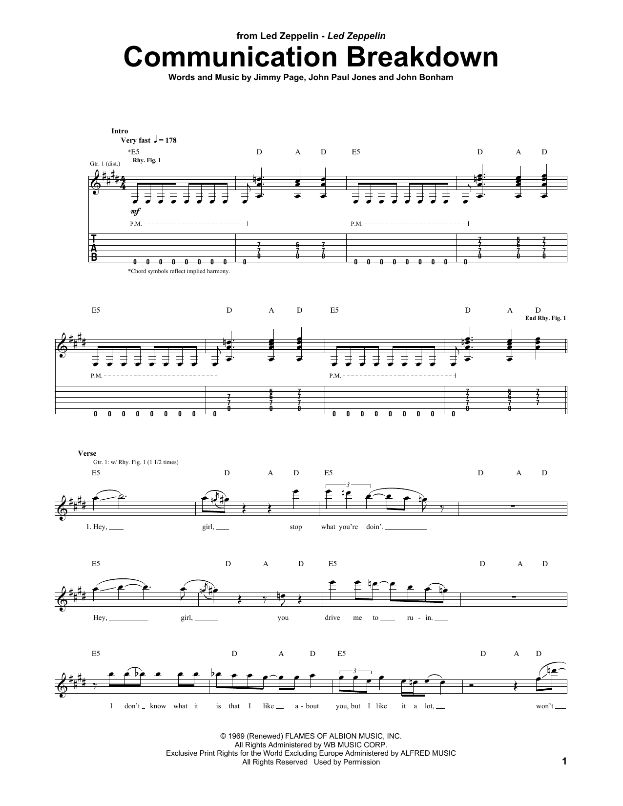 Communication Breakdown (Guitar Tab) von Led Zeppelin