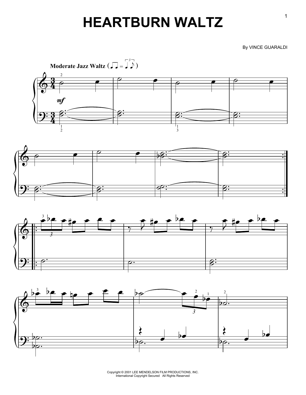 Heartburn Waltz (Easy Piano) von Vince Guaraldi