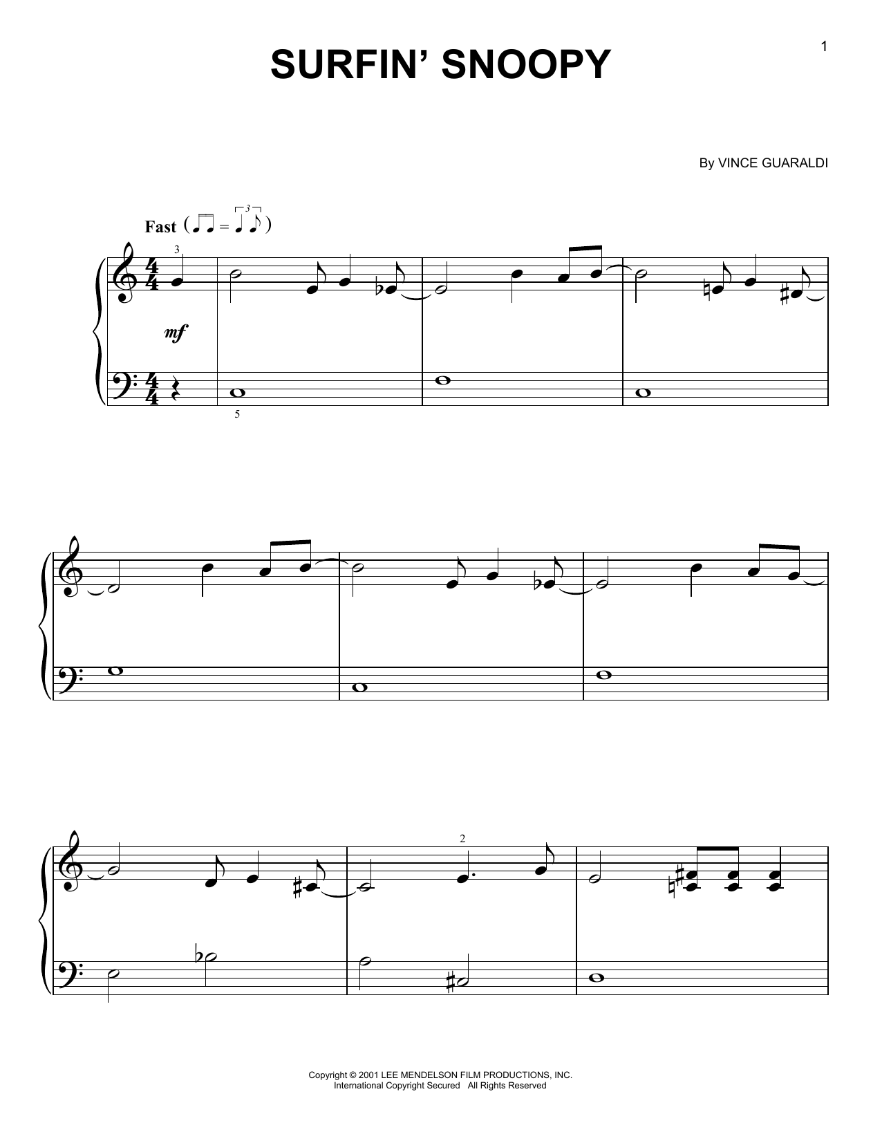 Surfin' Snoopy (Easy Piano) von Vince Guaraldi