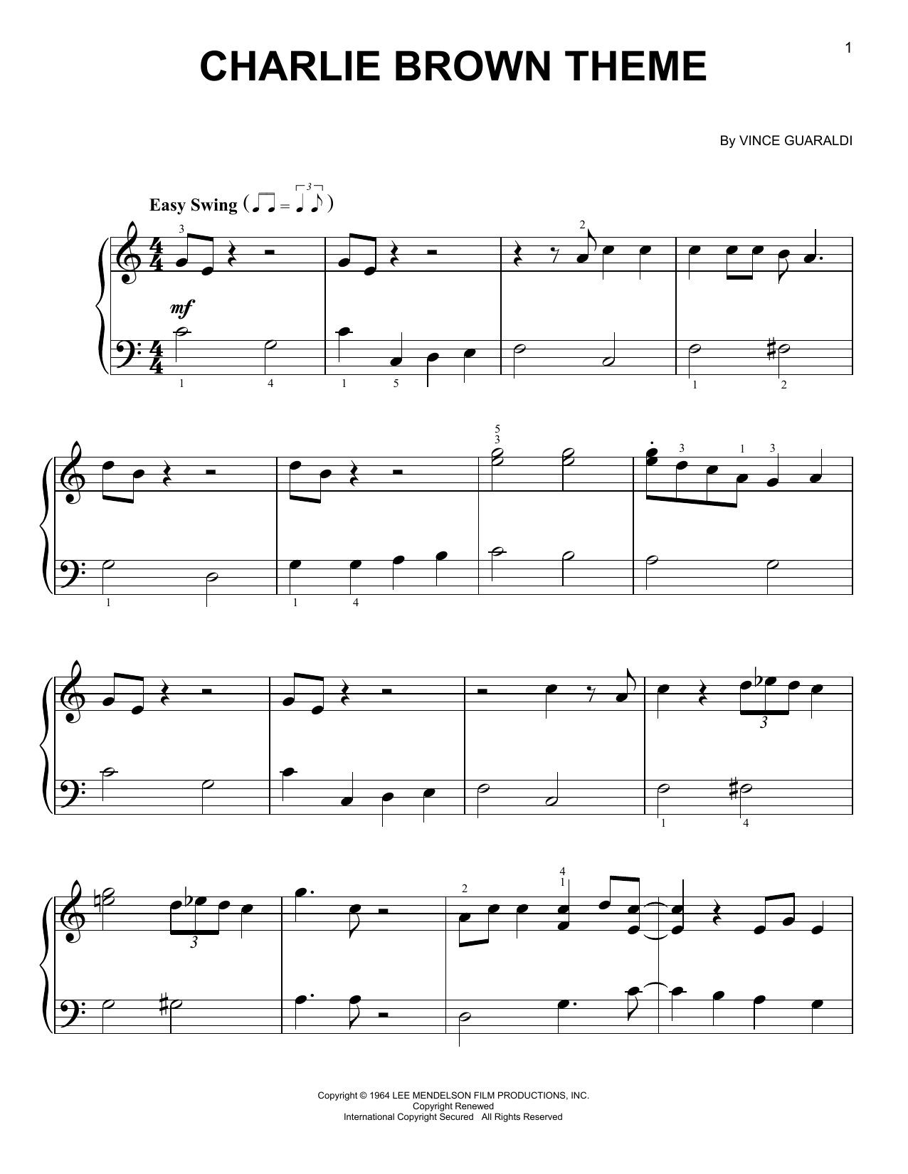 Charlie Brown Theme (Easy Piano) von Vince Guaraldi