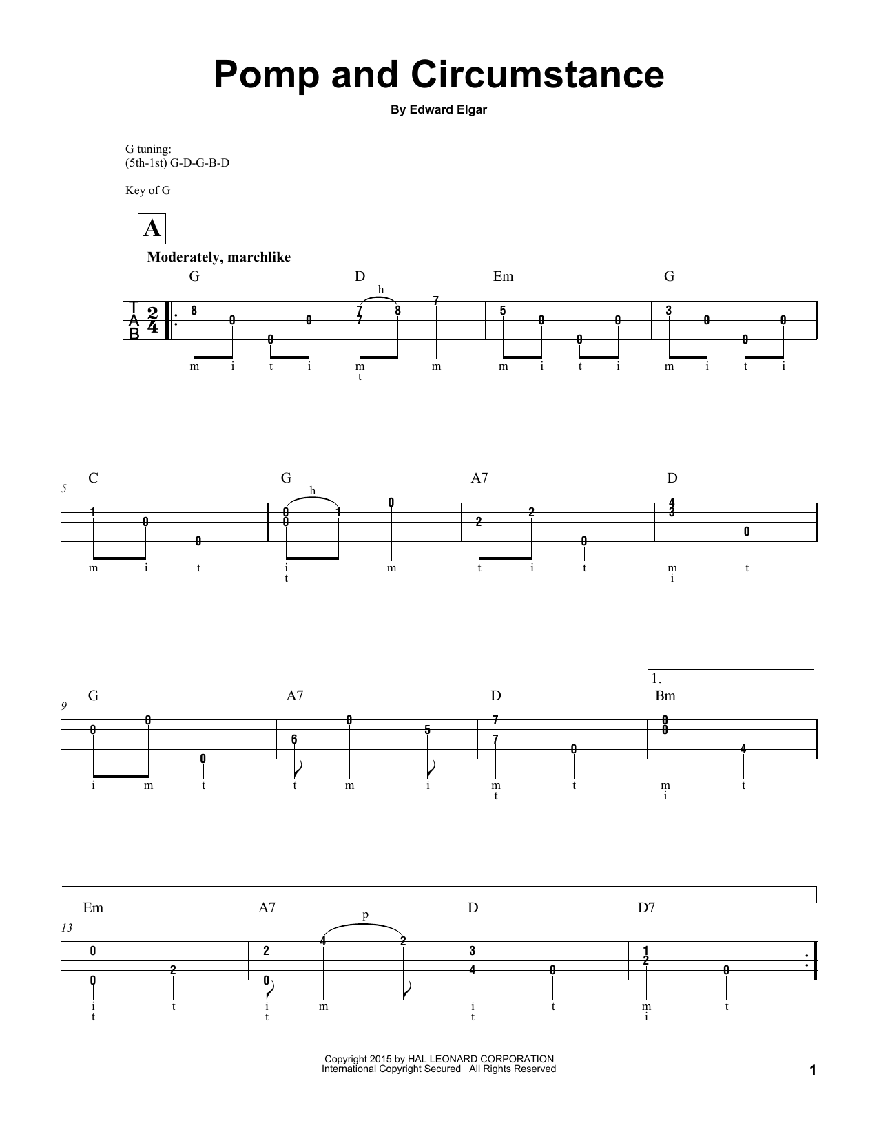 Pomp And Circumstance (Banjo Tab) von Edward Elgar