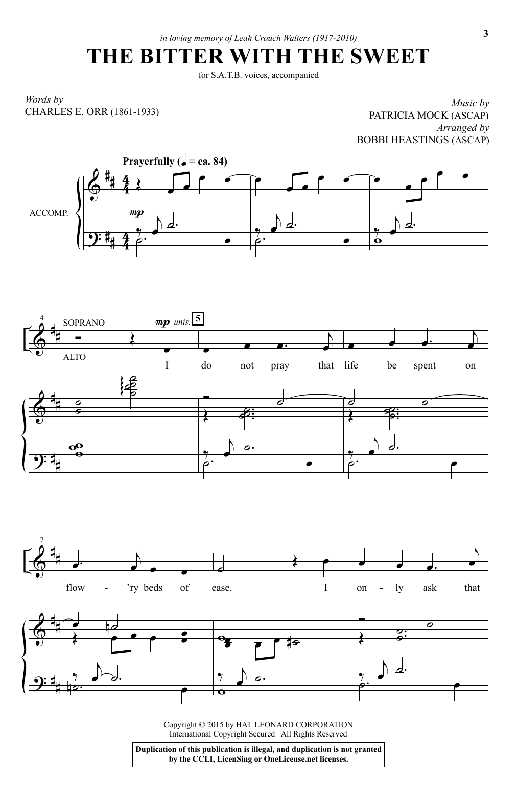 The Bitter With The Sweet (SATB Choir) von Bobbi Heastings