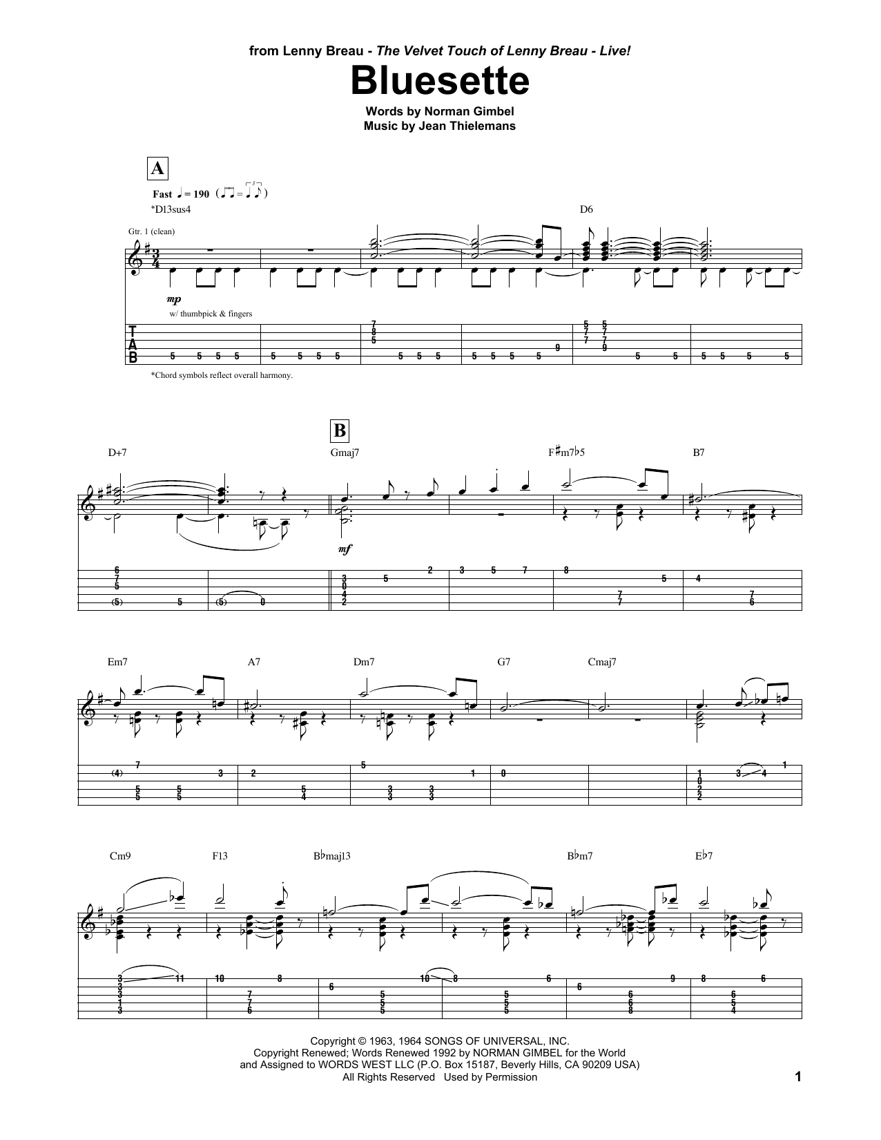 Bluesette (Guitar Tab) von Lenny Breau