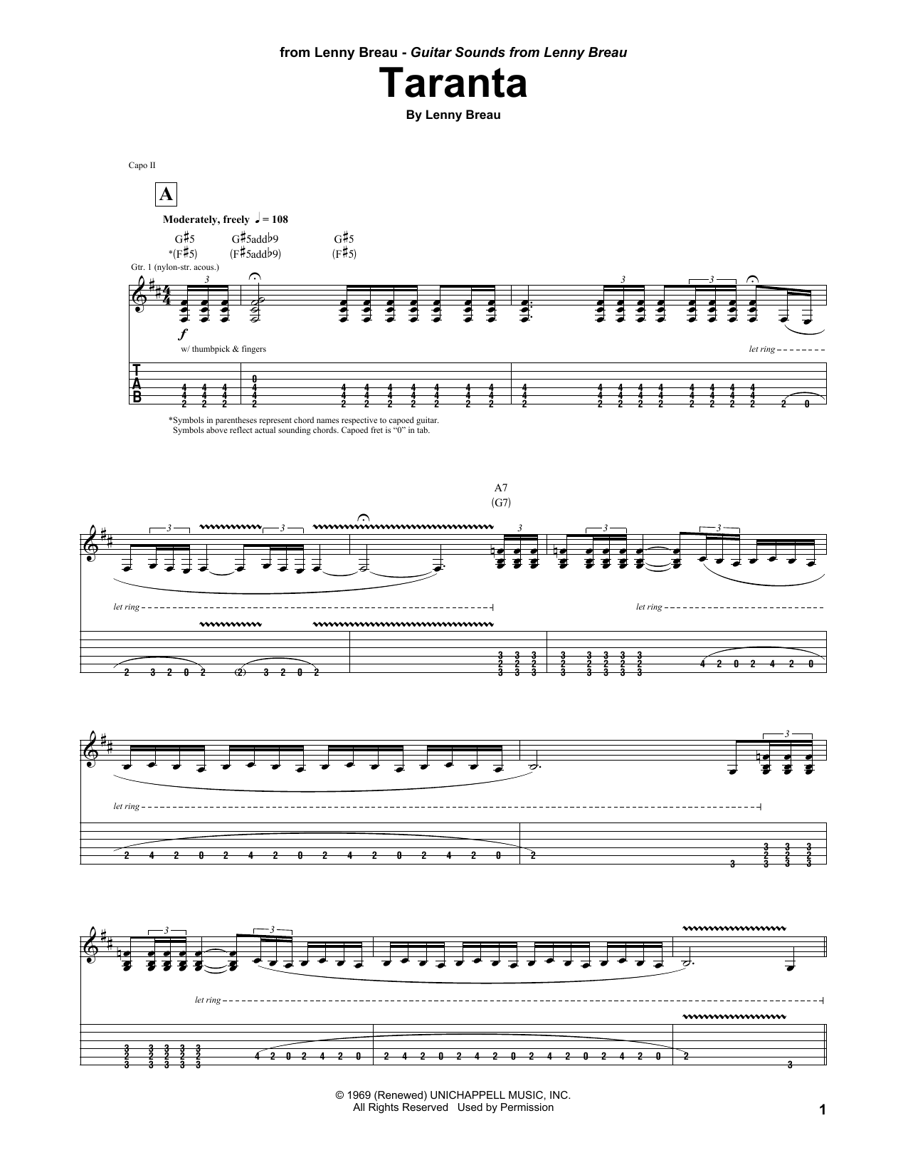 Taranta (Guitar Tab) von Lenny Breau
