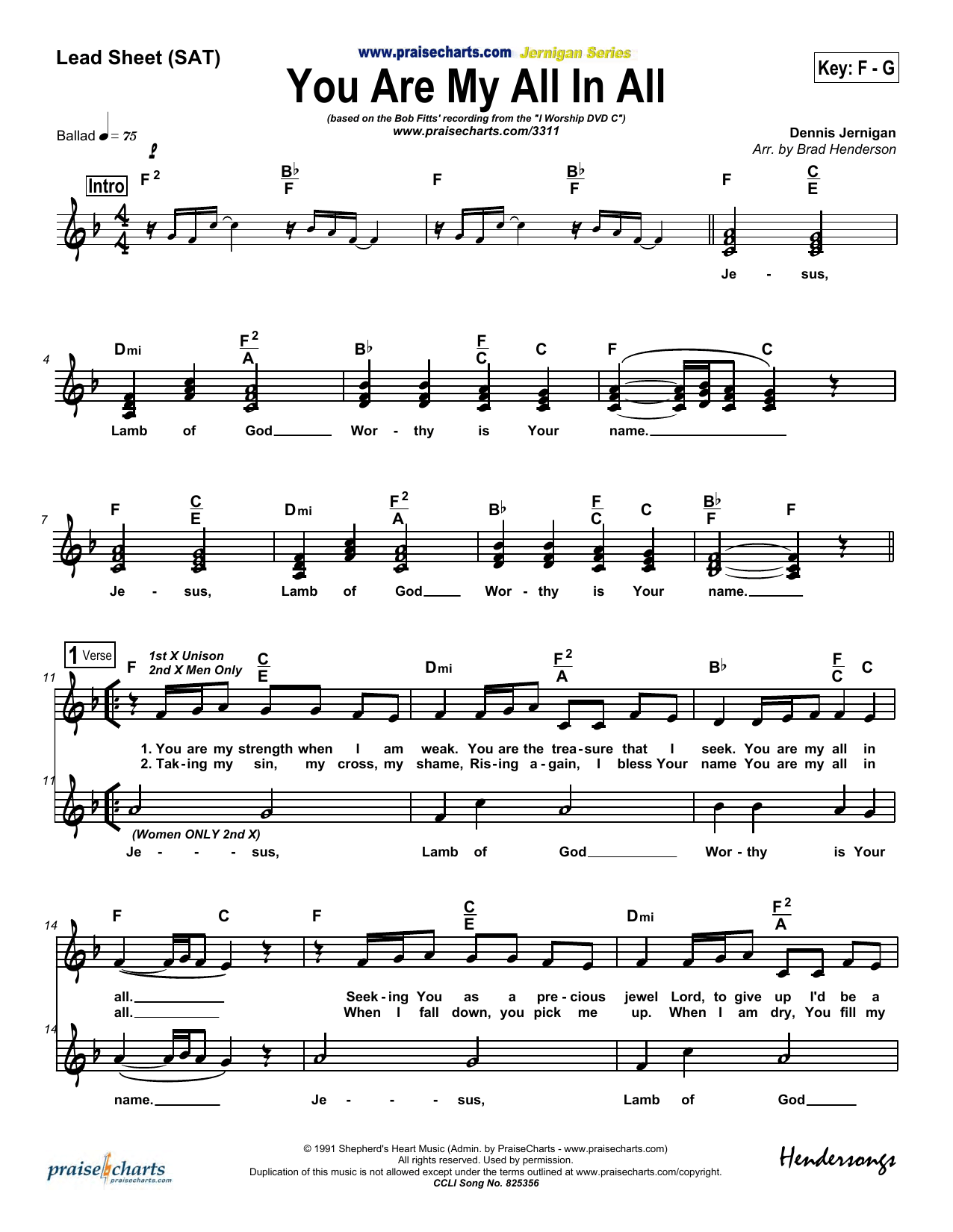 You Are My All in All (Lead Sheet / Fake Book) von Dennis Jernigan