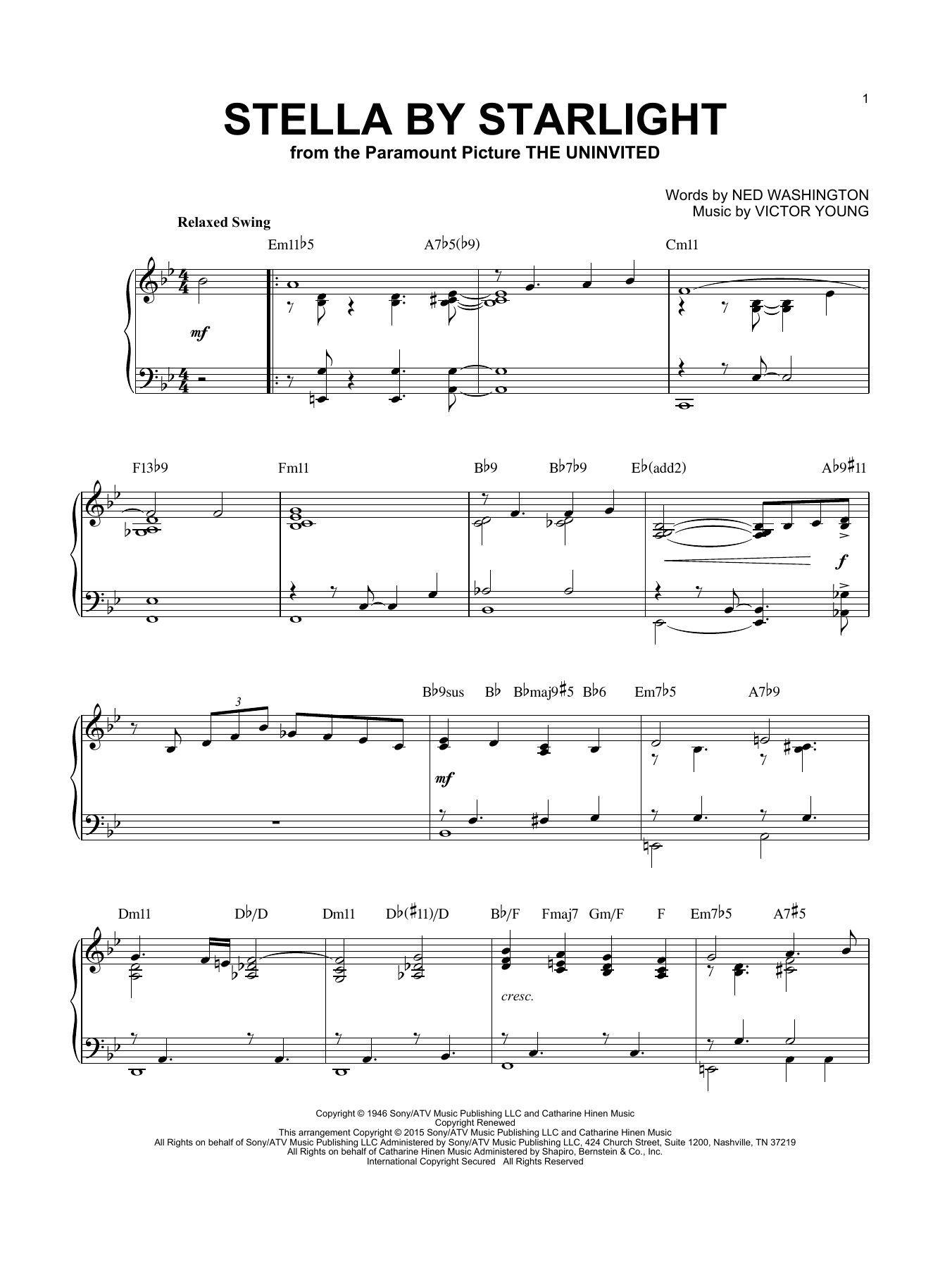 Stella By Starlight [Jazz version] (arr. Brent Edstrom) (Piano Solo) von Ray Charles