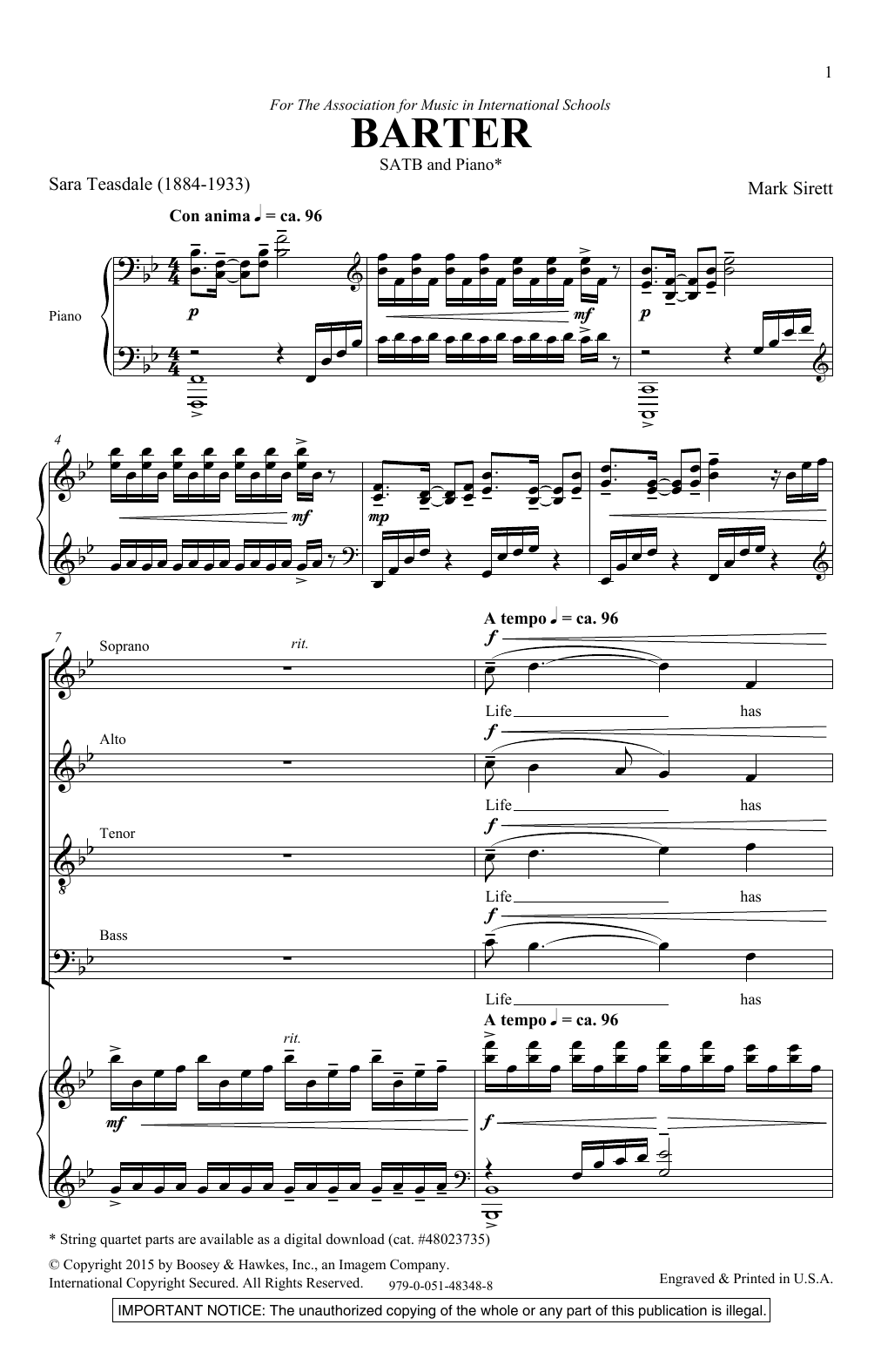 Barter (SATB Choir) von Mark Sirett