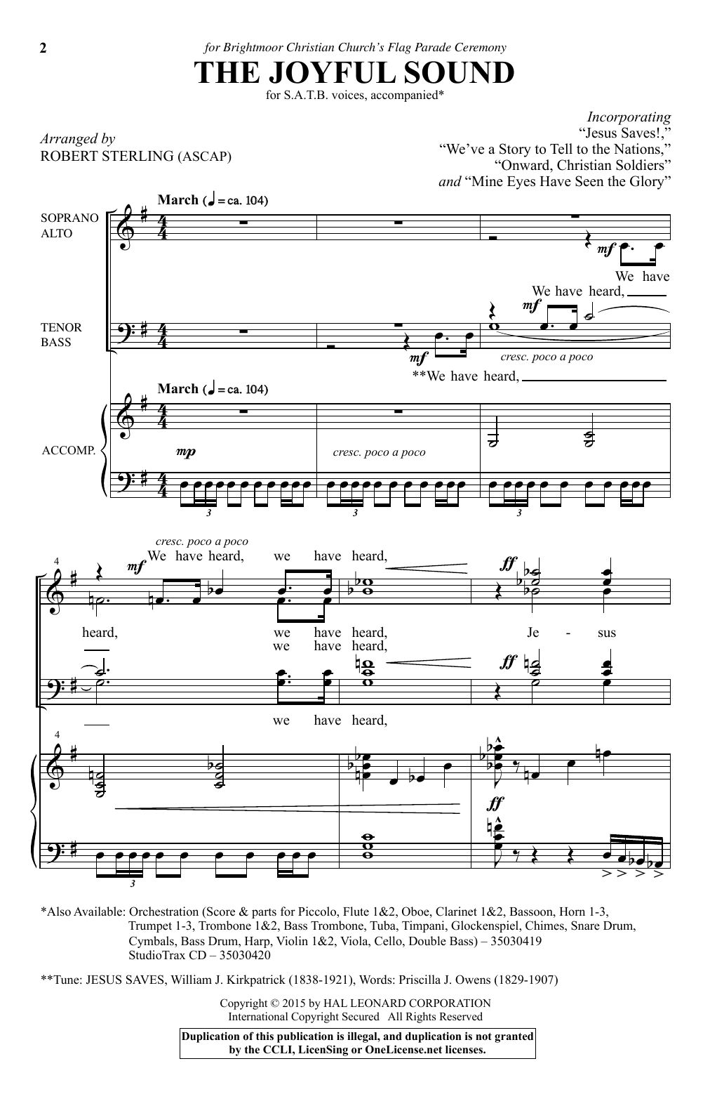 Mine Eyes Have Seen The Glory (SATB Choir) von Robert Sterling