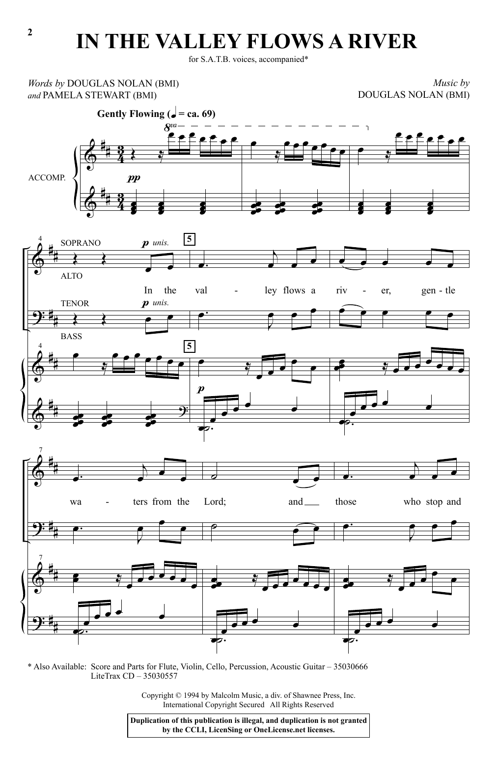 In The Valley Flows A River (SATB Choir) von Douglas Nolan