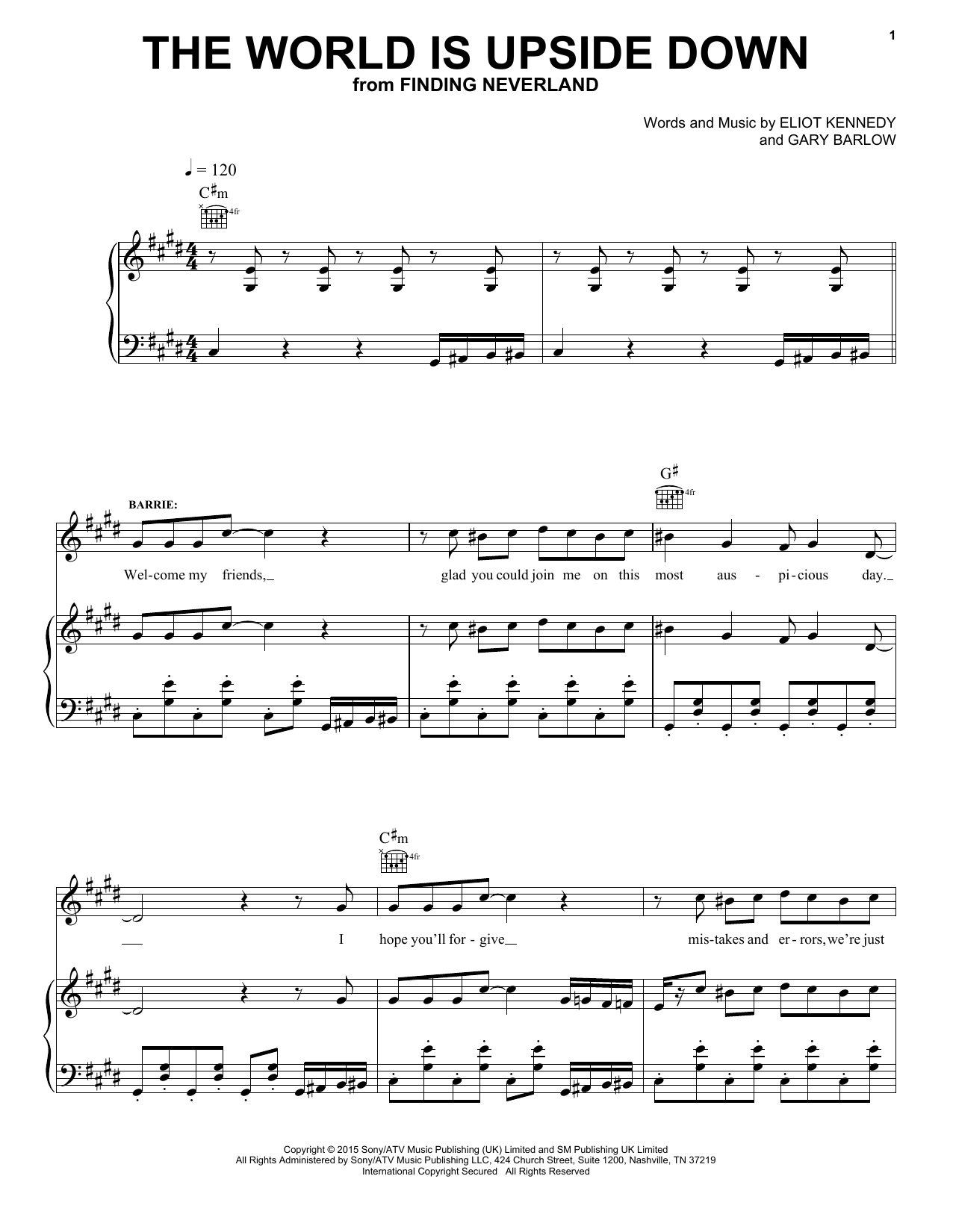 The World Is Upside Down (Piano, Vocal & Guitar Chords (Right-Hand Melody)) von Gary Barlow & Eliot Kennedy