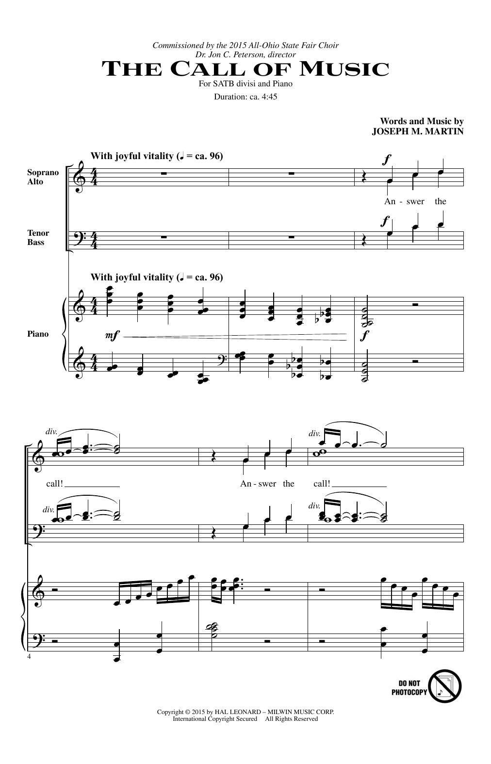 The Call Of Music (SATB Choir) von Joseph M. Martin