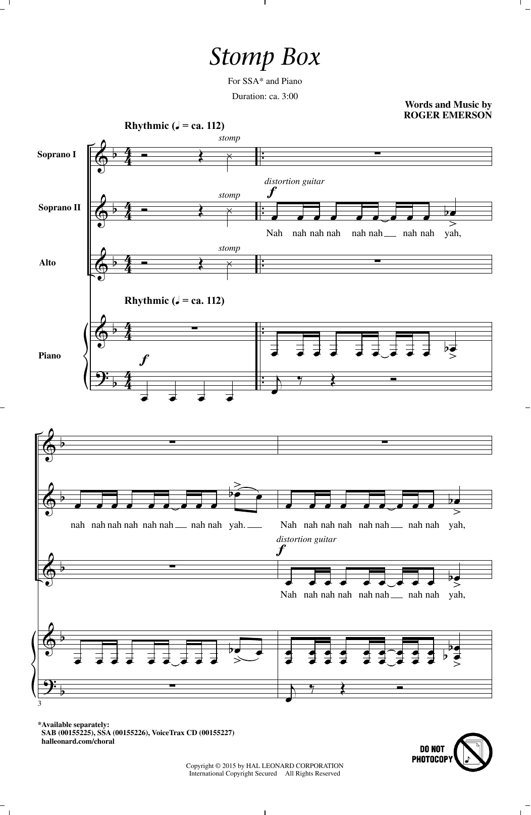 Stomp Box (SSA Choir) von Roger Emerson