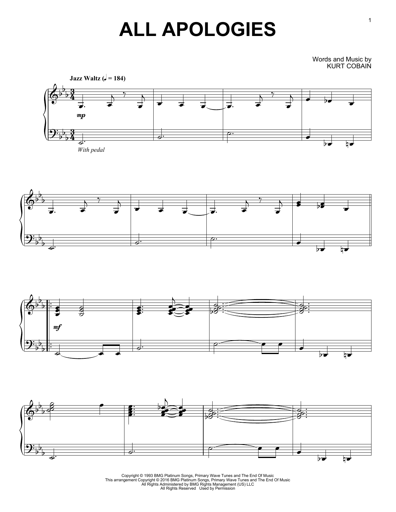 All Apologies [Jazz version] (Piano Solo) von Nirvana