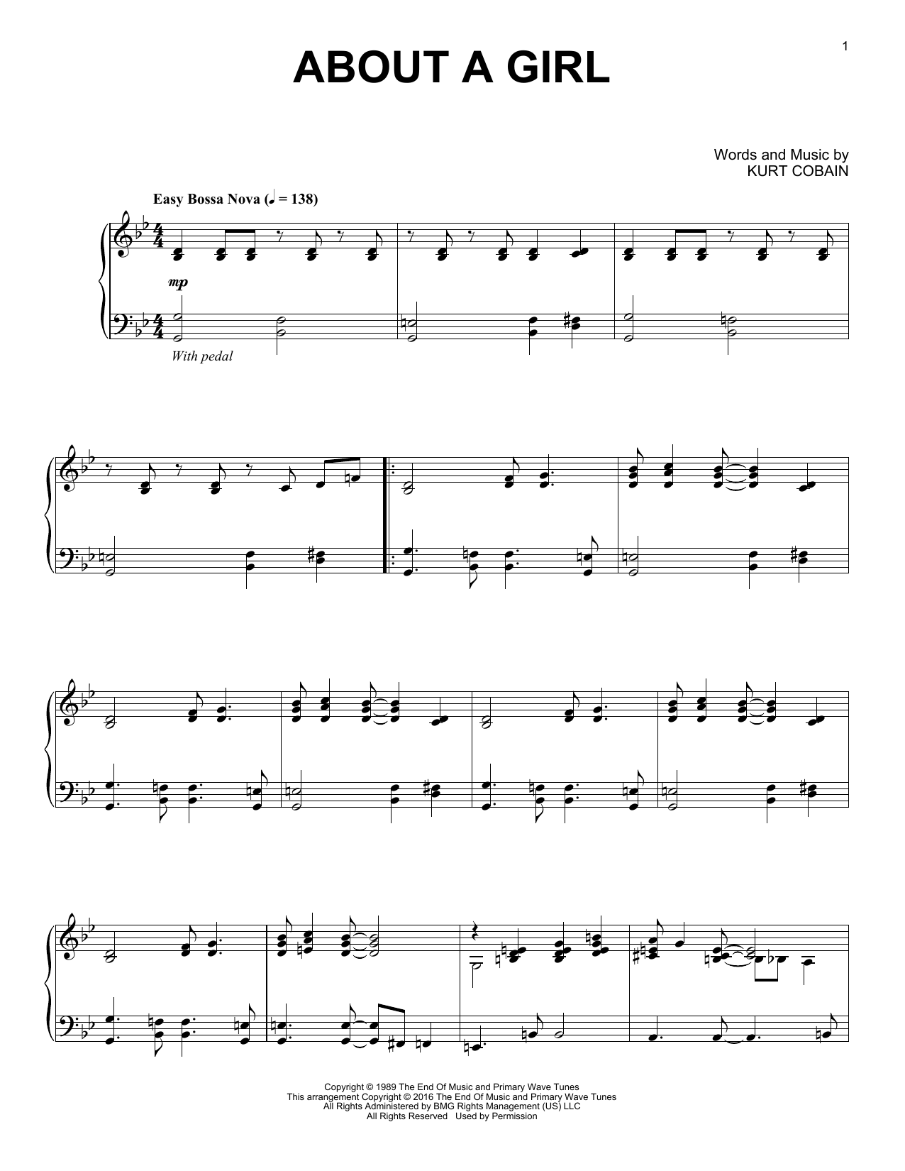 About A Girl [Jazz version] (Piano Solo) von Nirvana