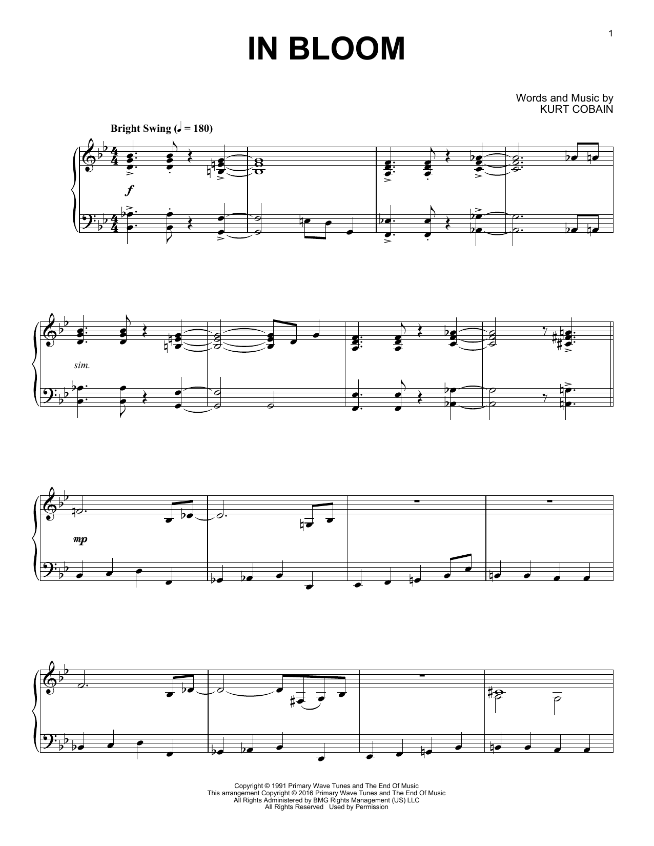 In Bloom [Jazz version] (Piano Solo) von Nirvana