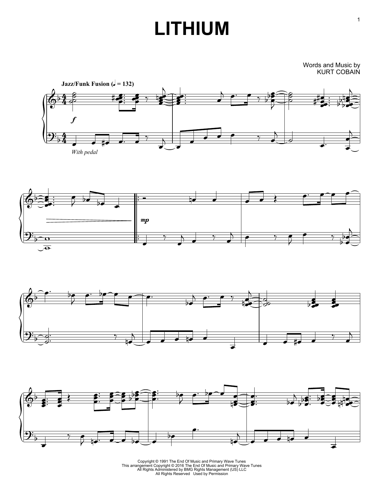 Lithium [Jazz version] (Piano Solo) von Nirvana