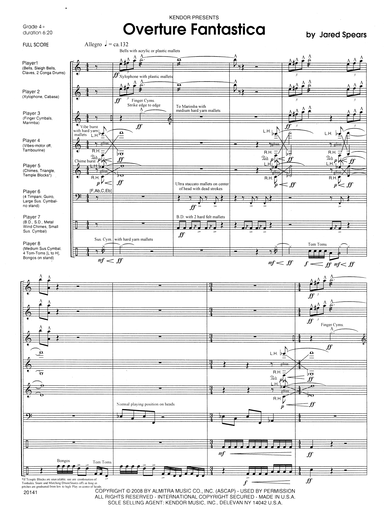 Overture Fantastica - Full Score (Percussion Ensemble) von Jared Spears