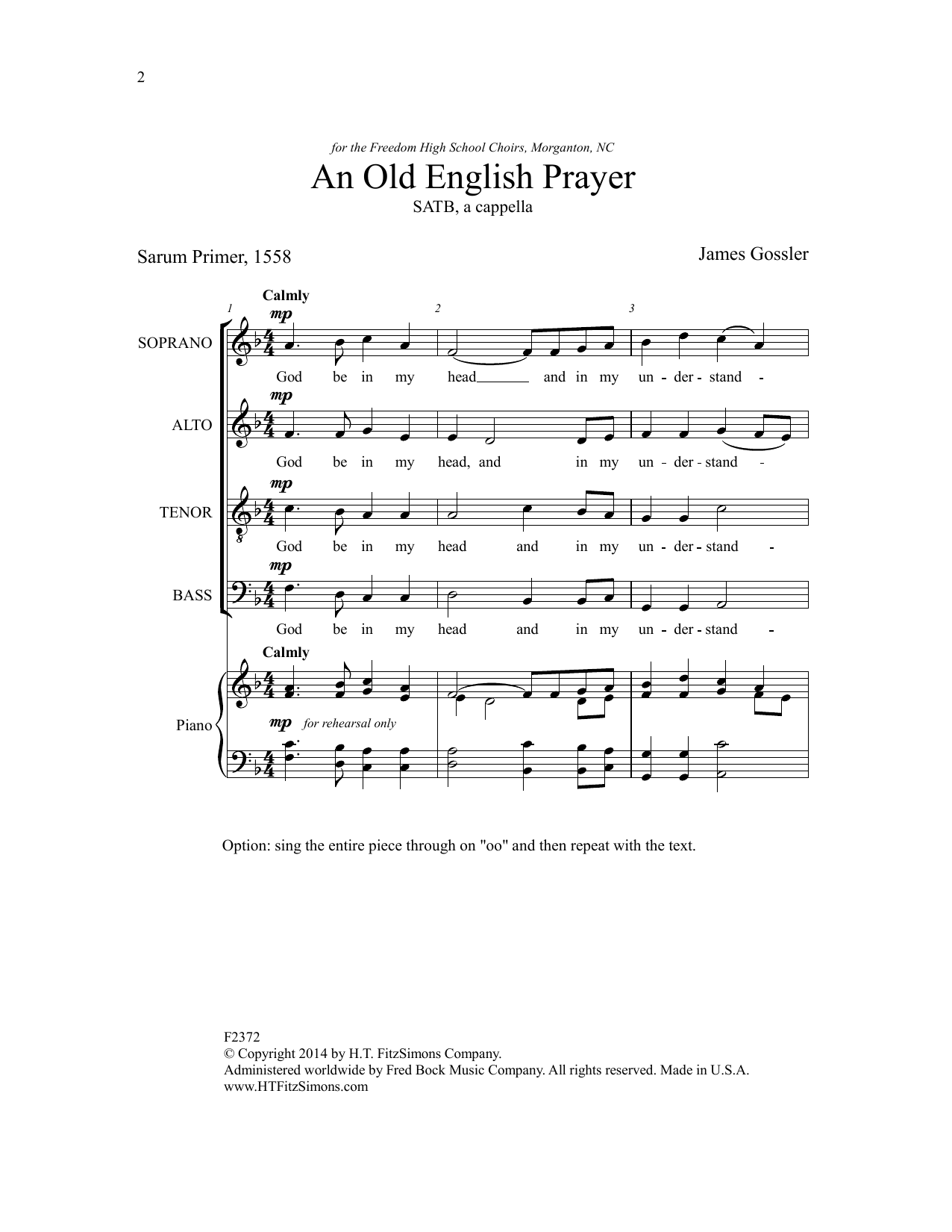 An Old English Prayer (SATB Choir) von James Gossler