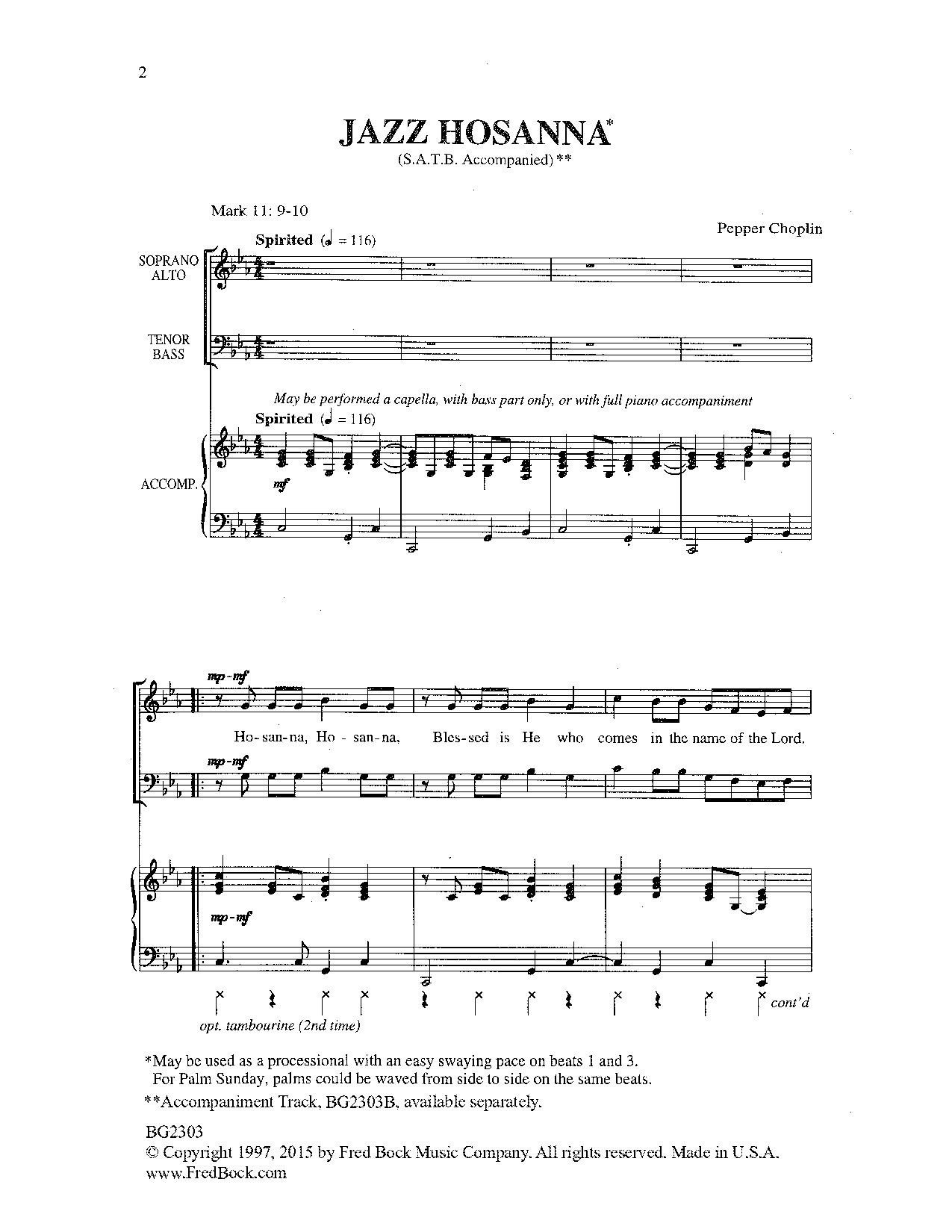 Jazz Hosanna (SATB Choir) von Pepper Choplin