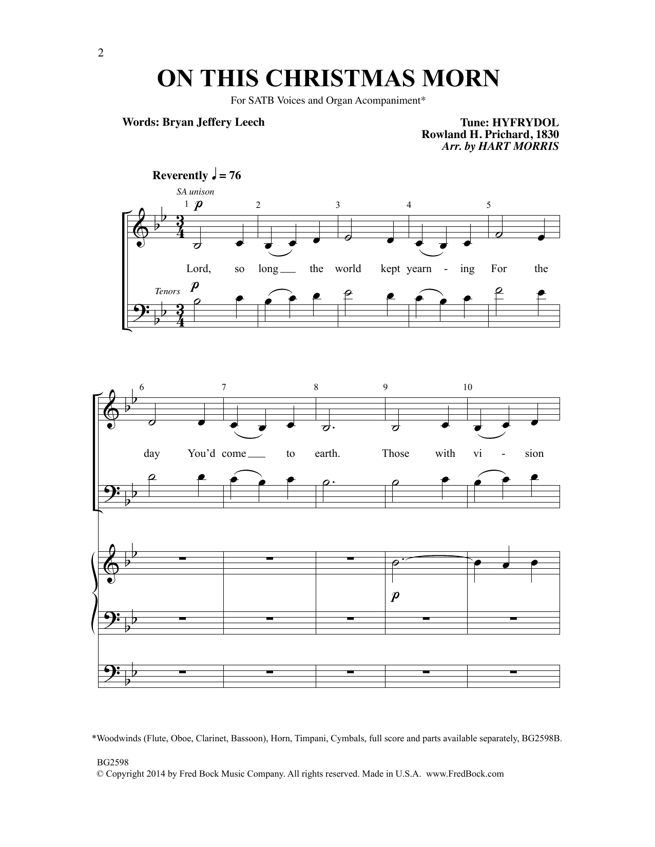 On This Christmas Morn (SATB Choir) von Hart Morris