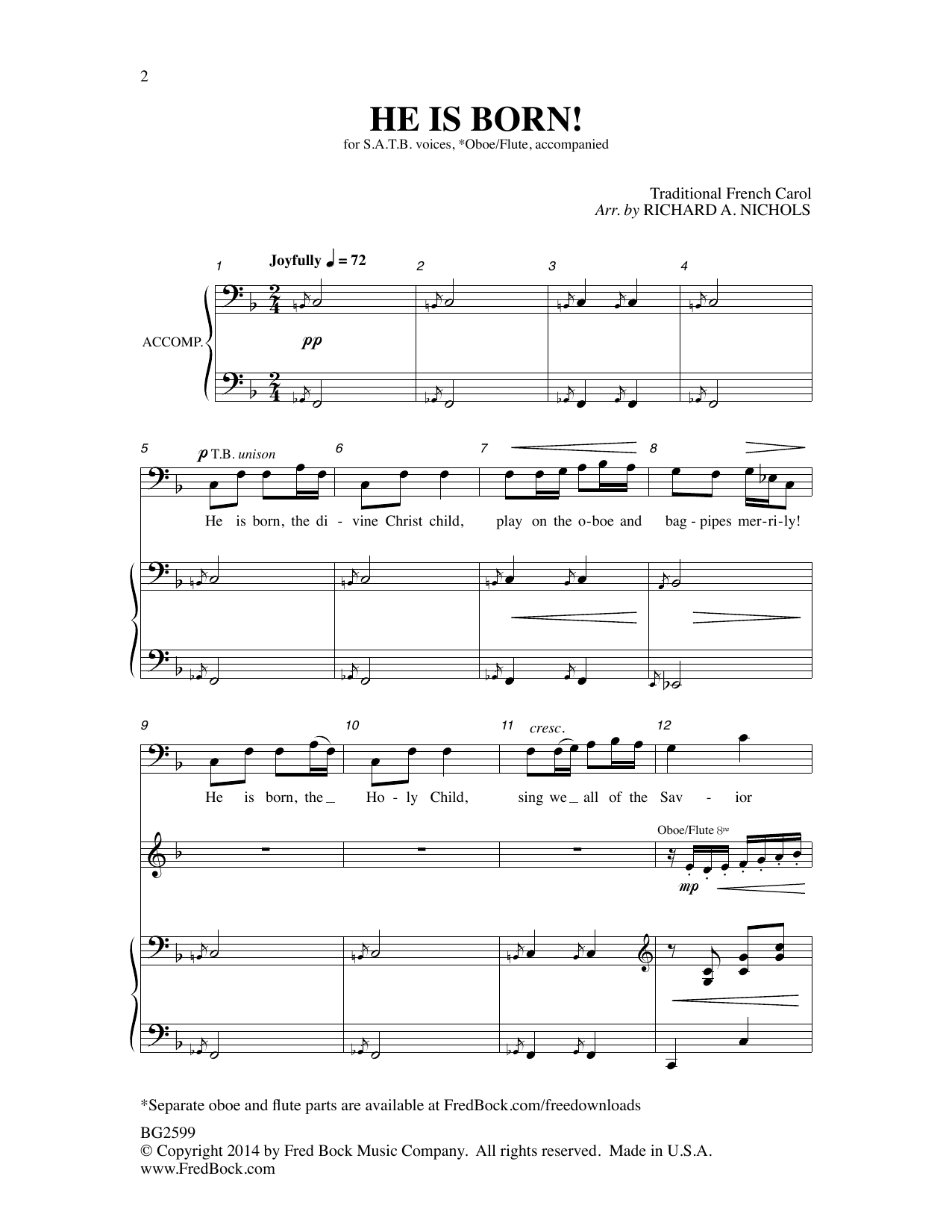 He Is Born (SATB Choir) von Richard A. Nichols