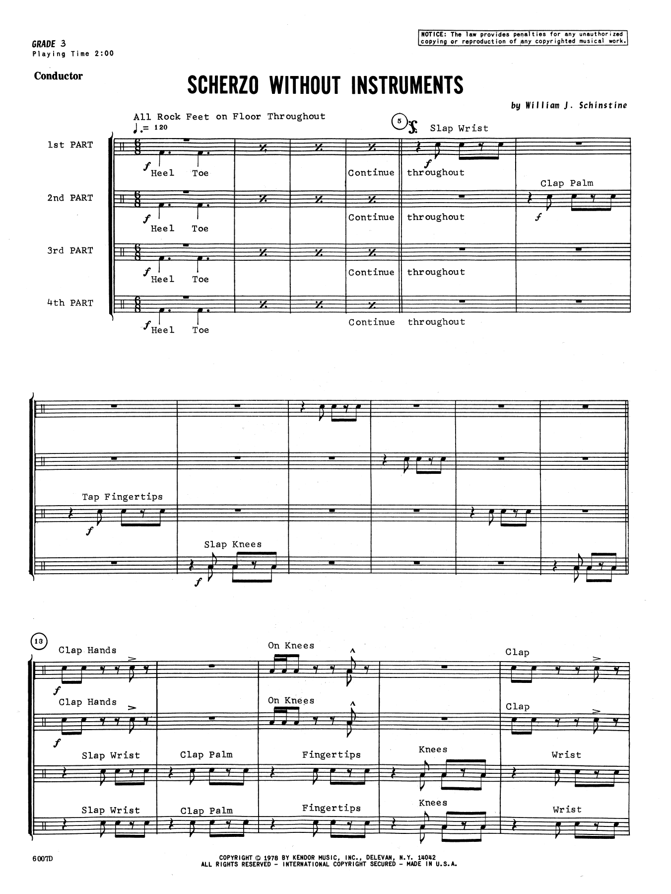 Scherzo Without Instruments - Full Score (Percussion Ensemble) von William Schinstine