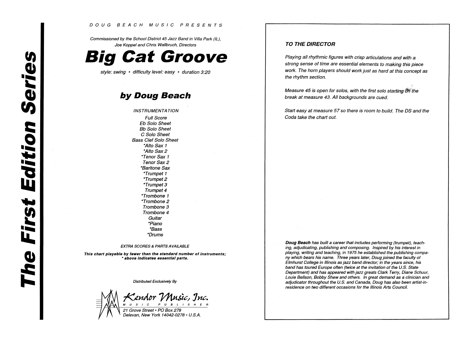 Big Cat Groove - Full Score (Jazz Ensemble) von Doug Beach
